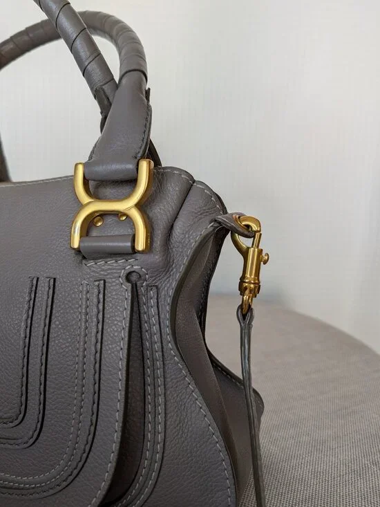 Chloé Marcie Medium Double Carry Satchel Cashmere Leather Bag Authentic - Picture 5 of 14